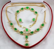 word Fine Women's gift  Quartz stone gems Green gem Necklace Earrings Ring Bracelet + BOXnoble lady's 2024 - buy cheap