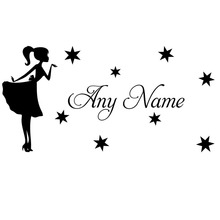 Beautiful Girls Wall Stickers Creative Bedroom Wall Decor Removable Customized Name Wall Decals Vinyl Size 60x30cm 2024 - buy cheap