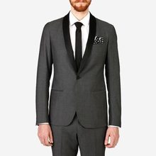 High Quality One Button Dark Grey Groom Tuxedos Shawl Lapel Groomsmen Men Blazers Suits (Jacket+Pants+Tie) NO:402 2024 - buy cheap