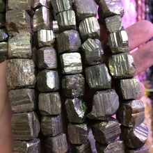 square shape pyrite stone beads natural stone beads DIY loose beads for jewelry making strand 15" wholesale ! 2024 - buy cheap