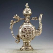 Exquisite Chinese Handwork Tibetan silver Dragon Tea Pot 2024 - buy cheap
