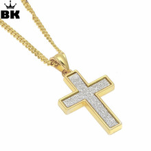 Minipingente de crucifixo dourado, pingente com tom de areia, religioso, de liga de hip hop, com crucifixo, charmoso, dropshipping 2024 - compre barato