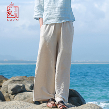 LZJN-Pantalones largos de lino y algodón para mujer, calzas holgadas, cómodas y Cintura elástica ancha, Palazzo, verano 2019 2024 - compra barato