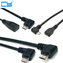 Удлинительный разъем Micro USB 2,0 5Pin штекер-гнездо M-F, адаптер, длинный штекер, коннектор 90 градусов, прямоугольный и левый 2024 - купить недорого