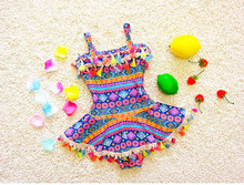 National Style Kids Girls One Pieces Swimming Suit Swimwear Summer Beach Wear Personality Swimsuit Girls Gift SA4028 2024 - buy cheap