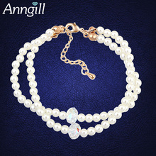 Unique Crystal From Swarovski Bracelet Imitation Pearl Gold Color Bracelets Pulseras De Cuentas Love Charms Famous Brand Jewelry 2024 - buy cheap