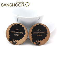 SANSHOOR LUV My Natural Hair Wood Earrings African Ethnic Bohemia Jewelry As Christmas Gifts For Women Blacks 1Pair 2024 - buy cheap