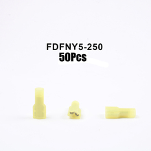 50 Uds FDFNY5-250 FDFNY5.5-250 NYLON latón mujer aislada Spade conjunto de conector de cable 4-6mm2 12-10AWG 2024 - compra barato