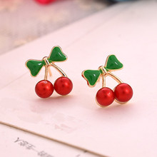 New Style Fashion Cute Sweet Red Cherry Stud Earrings For Women Jewelry Accessories Pendientes Boucles 2024 - buy cheap