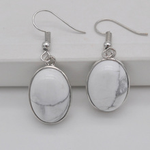 White Howlite Stone Oval Beads GEM Earrings Jewelry T257 2024 - buy cheap