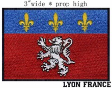 Lyon, France Flag 3" wide embroidery patch  for walking/flowers/red fabric 2024 - buy cheap