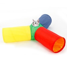 Túnel plegable para gatos, juguete divertido para mascotas, con campana de anillo, a granel 2024 - compra barato