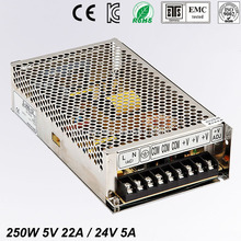 Fonte de alimentação de comutação, melhor qualidade, saída dupla, 5v, 24v, 250w, driver para faixa led, entrada para dc, 5v, 12v, frete grátis 2024 - compre barato