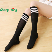 CHENG HENG 1 Pair Socks Female Autumn And Winter Fashion New Knee Socks In The Tube Casual Socks Stripe Art Socks 2024 - buy cheap