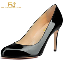 Classic Summer Black Nude Patent Leather Shoes High Heel Round Toe Pumps Office Ladies Dress Shoes Women Zapato Mujers FSJ 11 2024 - buy cheap