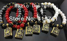 YH-AB33 12pcs/lot Mix Color Islam Jewelry Eid Gift Black Enamel Allah Charm Musilim Bracelet 2024 - купить недорого