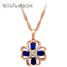 ROLILASON Top sell online! Best Gifts for friends yellow gold tone Blue Zirconia fashion jewelry Necklaces & Pendants LN352 2024 - buy cheap