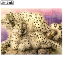 Новое поступление 5d diy Алмазная картина два леопарда полный квадратный круглый дрель животное большой Кот 3d мозаика с бриллиантовой вышивкой 20х25 см 2024 - купить недорого