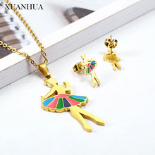 XUANHUA Ballet girl Necklace Earrings set Stainless Steel Jewelry Woman Vogue 2019 Mass Effect  Jewelry Accessories Bohemian 2024 - buy cheap