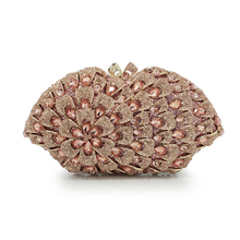 XIYUAN-Bolso de mano con diamantes de imitación para mujer, Rosa cartera de mano de lujo con diamantes de imitación, de marca, de noche con cristales, para fiesta, con forma de concha 2024 - compra barato