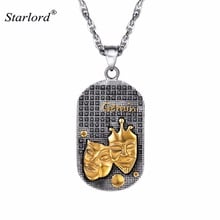 Gemini Necklace For Men Stainless Steel Constellation Gift Patron Saint Marc Necklace Gold Cameo Dog Tag Zodiac Sign P2923 2024 - buy cheap