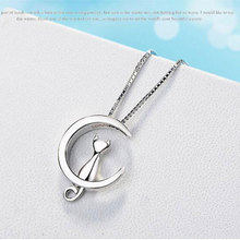 Silver Color  Necklace For Women Moon Kitten Cat Necklaces & Pendants Box Chain kolye 2024 - buy cheap