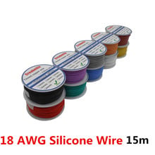 Cabo de silicone flexível awg, 15m, 18 awg, linha od, 2.3mm, 10 cores para selecionar com carretel, fio elétrico de cobre tingido 2024 - compre barato