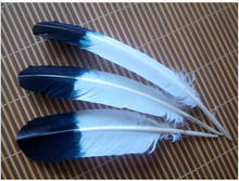 Plumas de pavo de 25 a 30 cm, plumas bonitas teñidas en blanco y negro, decoración de ropa y sombreros, venta al por mayor, 10 Uds. 2024 - compra barato