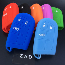 ZAD Silicone car key cover colorful key case for Jeep Renegade Cherokee Grand Cherokee DODGE JCUV 3button remote key 2024 - buy cheap