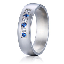 custom alliance blue cubic zirconia  titanium wedding bands white gold color fashion jewelry rings for women 2024 - buy cheap