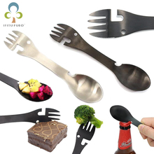 5 in 1 stainless steel Multifunctional camping equipment Cookware Spoon Fork Bottle Opener Portable Tool outdoor survival GYH 2024 - buy cheap