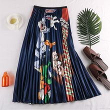 Женская Плиссированная Юбка-миди, длинная трапециевидная юбка с мультяшным принтом, с высокой талией, в стиле Харадзюку, лето 2020 2024 - купить недорого