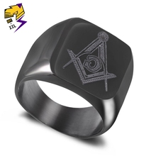 Black Stainless Steel Masonic Ring for Men Master Masonic Signet Ring Free Mason Religious Rings Silver Gold Color Jewelry 2024 - buy cheap