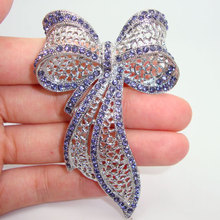 Fashion elegant purple crystal Rhinestone bow brooch pins 2024 - buy cheap