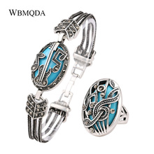 2 Pcs/lot Vintage Bohemian Jewelry Sets For Women Ethnic Crystal Hollow Out Musical Note Bracelet Ring Free Shipping 2024 - buy cheap