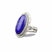 L & P-Anillo de estilo étnico para mujer, lapislázuli Natural elegante, Plata de ley, anillo de joyería ajustable, envío gratuito 2024 - compra barato