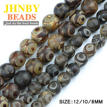 JHNBY-Cuentas de ojos mate de Dzi tibetano de China, cuentas sueltas redondas de Budismo de piedra Natural de 8/10/12MM para fabricación de joyas, pulsera DIY 2024 - compra barato