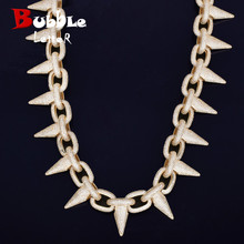 Iced Heavy Punk Rivet Choker Bling Cubic Zircon Men's Hip hop Necklace Jewelry Gold Color Chain 18" 20" 2024 - buy cheap