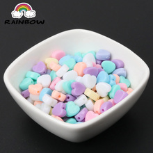 Diy Mixed Spring Color Acrylic Heart Spacer Beads For Handmake Jewelry Making 9x8mm 100PCs 2024 - buy cheap