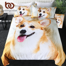 Conjunto de cama beddingoutlet corgi animais de estimação cachorro crianças capa de edredom estampa 3d marrom branco roupas de cama adorável filhotes 2024 - compre barato