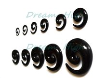 Wholesale Acrylic Ear Spiral Expanders Black Ear Tapers 100pcs/lot Mixed Sizes Fashion Body Piercing Jewelry Free Shipping 2024 - buy cheap