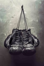 Боксерские спортивные черные перчатки Шелковый плакат декоративной живописи настенная живопись 24x36inch 2024 - купить недорого