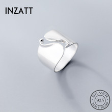 Женское кольцо с широкой волной INZATT, минималистичное кольцо из настоящего серебра 925 пробы, вечерние ювелирные украшения в подарок 2024 - купить недорого