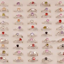MYDANER 50Pcs/lot Mixed Color Imitation Zircon Rings Women Crystal Engagement Wedding Rings Fashion Wholesale Jewelry Mix Lots 2024 - buy cheap