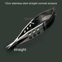 Micro tijeras de acero inoxidable, 12,5 cm, rectas, corneales 2024 - compra barato