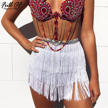 befree White red black Tassel fringe women skirt Summer style beach short mini skirt sexy party high waist bandage skirt bottom 2024 - buy cheap