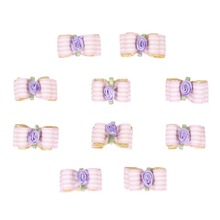 10pcs/lot Dogs Hair Bows Purple Flower Striped Ribbon Bowknots with Rubber Band Handmade Dog Hair Bows noeud pour chien 2024 - buy cheap