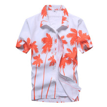 Brand 2019 Summer Men's Short Sleeve Casual Shirt Printed Floral Shirt Lapel Casual Shirts Hawaiian Plus Size Beach Shirts Men 2024 - buy cheap