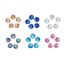 Resin Mermaid Fish/ Dragon Scale Dome Seals Cabochon Round Fuchsia AB Color 12mm 2024 - buy cheap