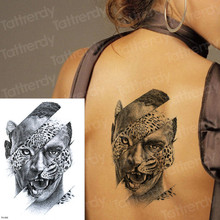 Big leopard men temporary tattoo body arm back tattoo wolf tiger tattoos geisha day of the dead tattoo sticker mask face tatoos 2024 - buy cheap